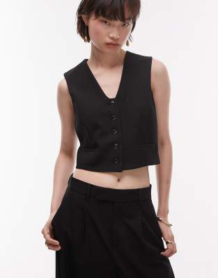 Mango - Gilet de tailleur d'ensemble court - Noir