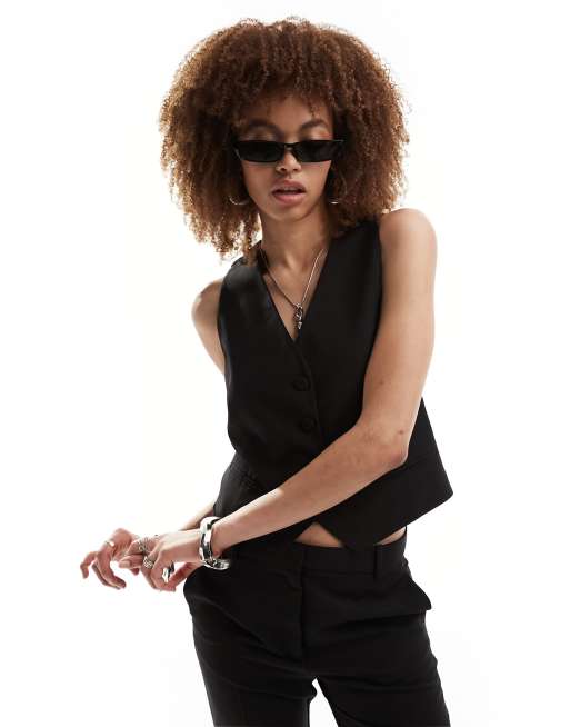 Mango - Gilet de tailleur d'ensemble en laine mélangée - Noir