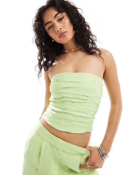 Mango - Gilet de tailleur d'ensemble en lin mélangé - Citron vert - view 1