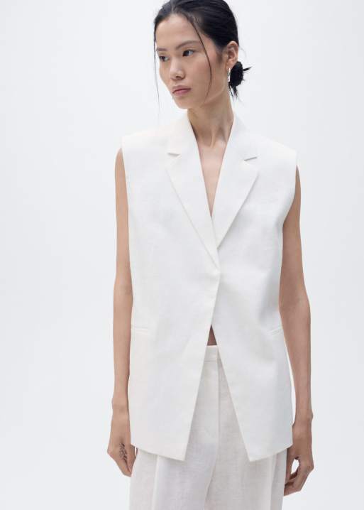 Mango - Gilet de tailleur d'ensemble habillé - Ivoire , 2 de 4