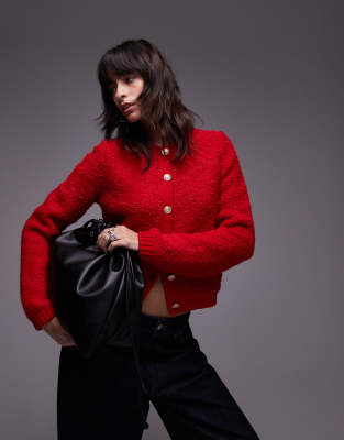 Mango - Gilet en maille épaisse - Rouge