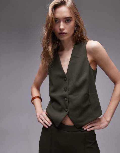Mango - Gilet in kaki, deel van co-ord set - view 1
