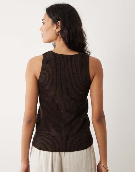 Mango - Gilet in maglia marrone, 2 di 4