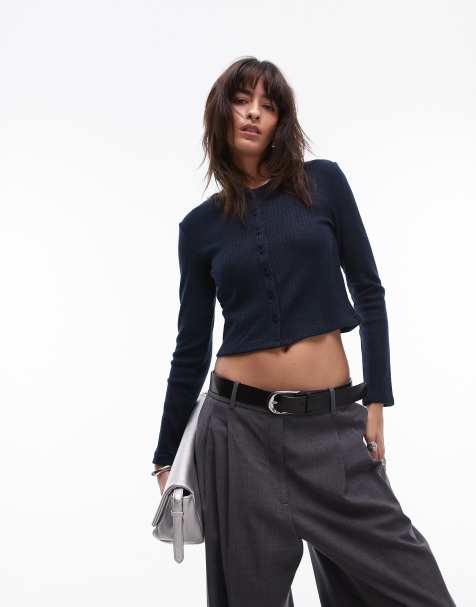 Mango - Gilet ras de cou - Bleu marine - view 1