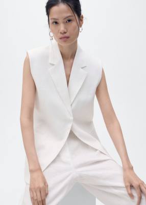 Mango - Gilet sartoriale color avorio in coordinato 