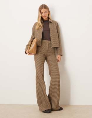 Mango Gina Wool Mix High Waist Pleat Front Pants In Brown