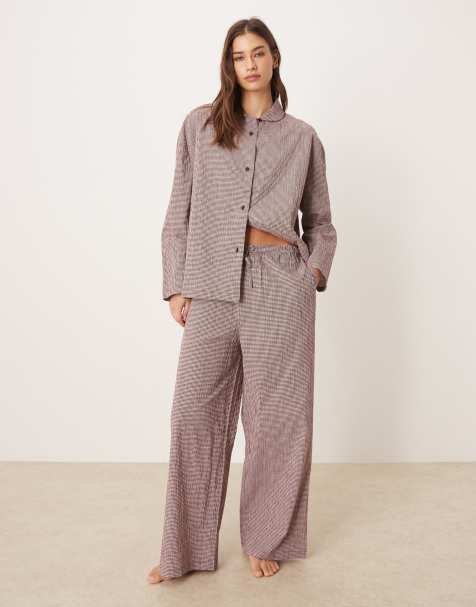 Mango gingham pyjama set in cherry red - view 1