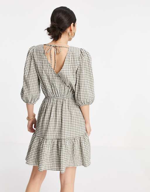 Gingham store wrap dress