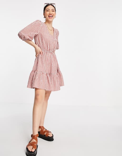 Mango checked outlet dress