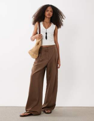 Mango Girasol Straight Leg Pants In Brown
