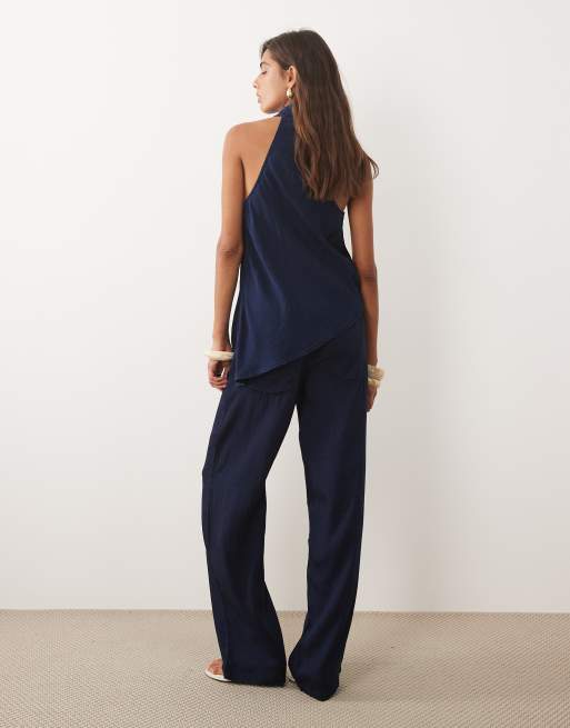 Mango Giselle denim trouser co-ord in indigo, 3 of 5
