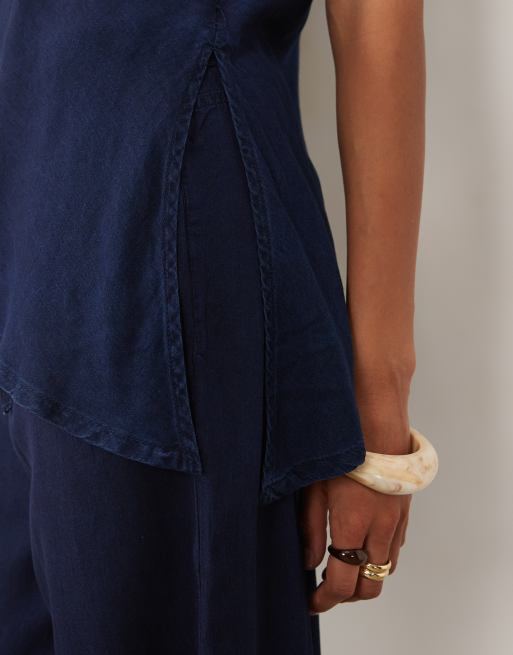 Mango Giselle halterneck denim top in indigo - part of a set, 3 of 4
