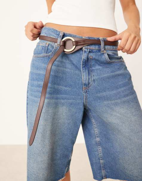 Mango gold ring detail belt in brown - view 1