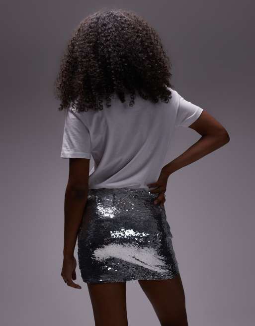 Mango Gonna argento con paillettes ASOS