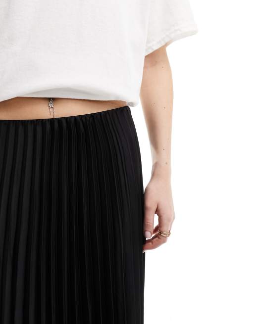 Mango - Gonna midi a pieghe nera, 3 di 5