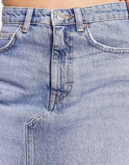 Mango - Gonna midi di jeans blu con spacco sul davanti, 3 di 4