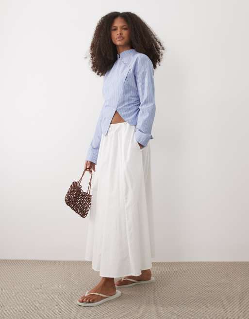 Mango - Gonna midi svasata bianca 100% cotone, 2 di 5