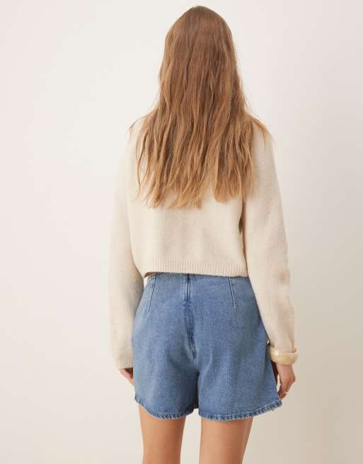 Mango - Gonna pantalone in denim 100% cotone blu, 4 di 5