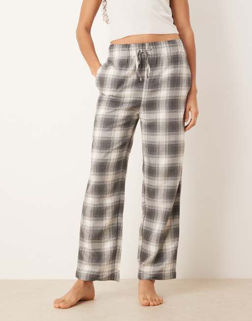Mango – Grå, rutiga pyjamasbyxor i flanell, 4 av 4