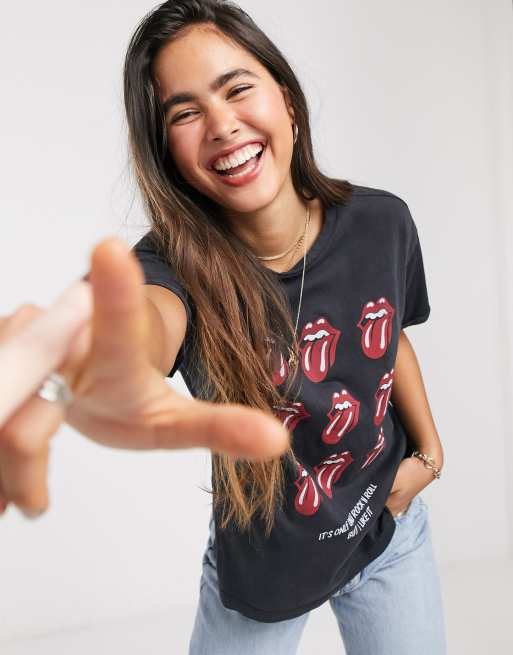 Mango Gra t shirt med Rolling Stones design ASOS