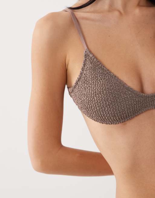Mango - Gråbrun bikinitop i krølstof med tekstur, 4 af 4
