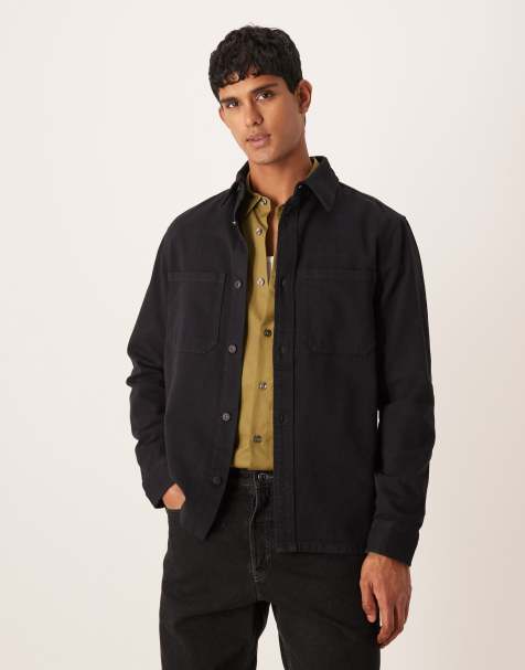 Mango cotton overshirt in navy