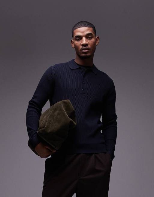 Mango – Granatowa bluza z kołnierzykiem polo