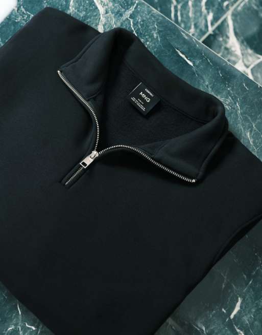 Mango – Granatowa bluza z mieszanki bawełny z zamkiem pod szyją, 4 z 5