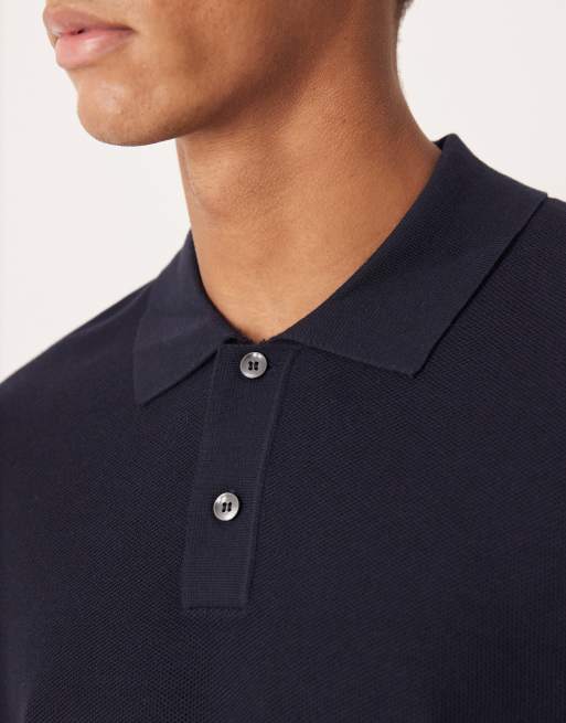 Mango – Granatowa koszulka polo z dzianiny z domieszką bawełny, 5 z 5