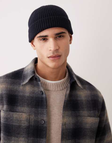 Mango – Granatowa krótka czapka beanie - view 1