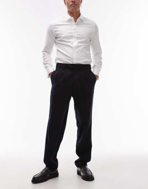 Mango – Granatowe spodnie z mieszanki wełny - view 1