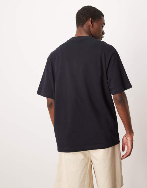Mango – Granatowy bawełniany T-shirt o luźnym kroju, 4 z 4