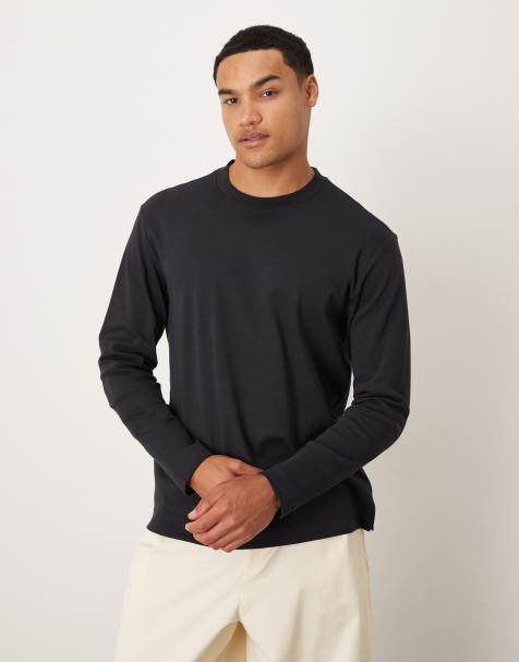 Mango – Granatowy bawełniany T-shirt z długimi rękawami - view 1