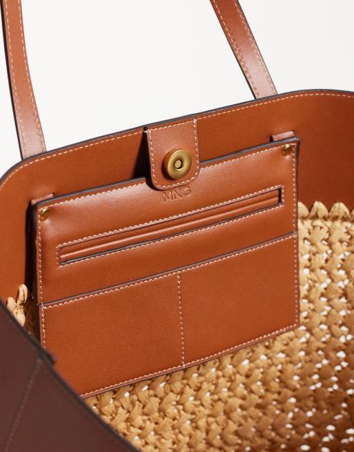Mango - Grand sac porté épaule tressé - Beige, 3 de 4