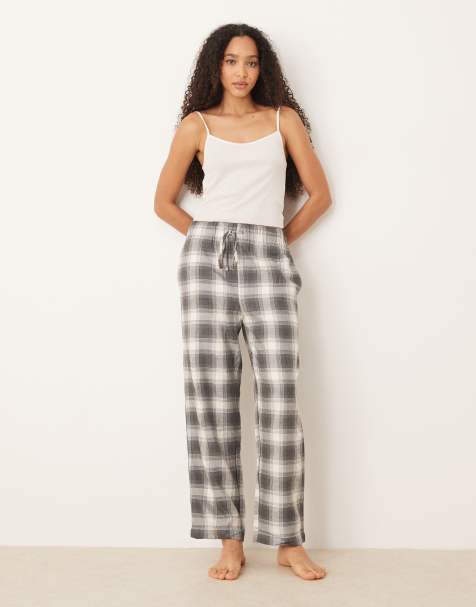 Mango – Grau karierte Pyjamahose aus Flanell - view 1