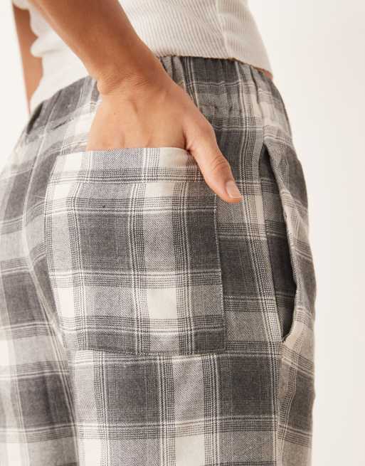 Mango – Grau karierte Pyjamahose aus Flanell, 3 von 4