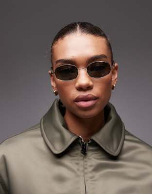 Mango Mango green tinted lense sunglasses in gold