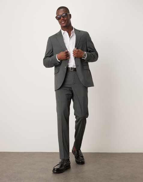 Mango - Grønt jakkesæt i hør i slim fit - view 1