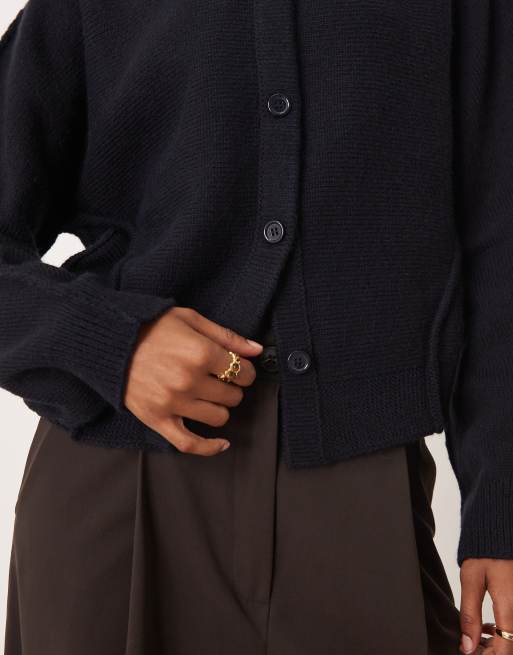 Mango – Grobstrick-Strickjacke in Marineblau, 4 von 4