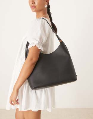 Mango - Große Schultertasche in Schwarz mit verstellbarem Riemen