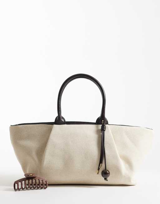 Mango – Große, weiche Schultertasche in strukturiertem Schwarz, 2 von 4