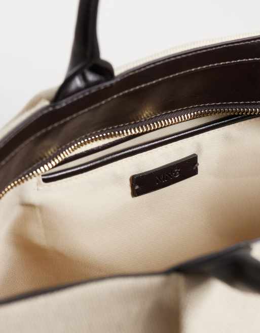 Mango – Große, weiche Schultertasche in strukturiertem Schwarz, 3 von 4