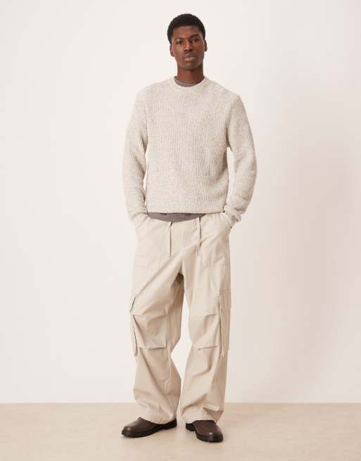 Mango – Gruby sweter z okrągłym dekoltem z dzianiny z bawełny w naturalnym kolorze, 2 z 5