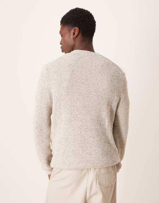 Mango – Gruby sweter z okrągłym dekoltem z dzianiny z bawełny w naturalnym kolorze, 3 z 5