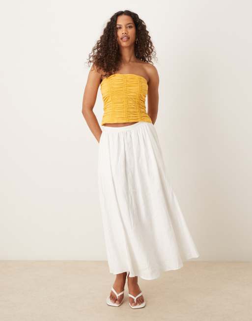 Mango – Gul bandeau-topp med rysch, 4 av 4