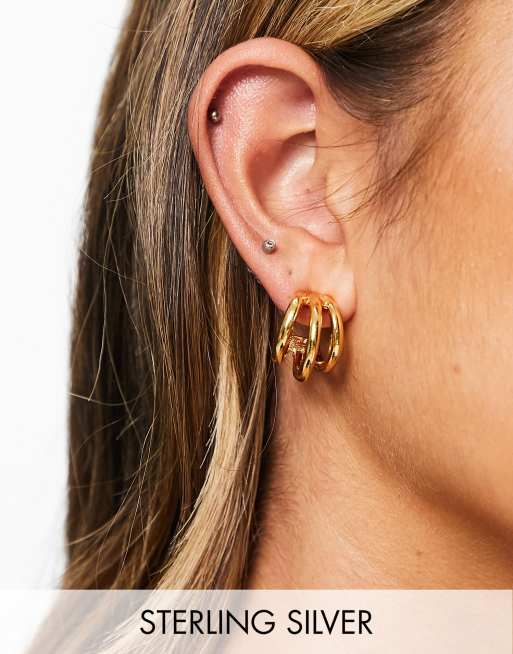 Mango – Guldfärgade örhängen med halvmånedesign
