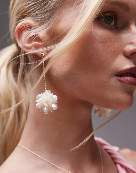 Mango - Guldfarvede ørestikkere med hængende blomsterdesign - view 1