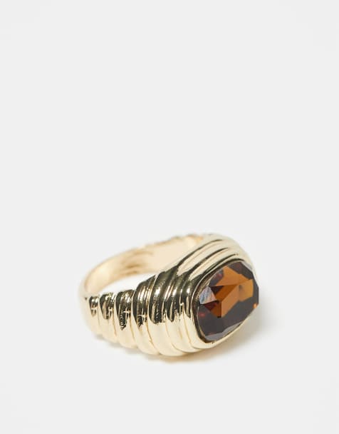 Mango - Guldfarvet statement-ring - view 1
