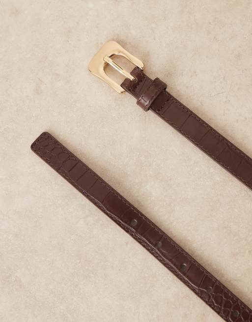Mango – Gürtel in Braun in Kroko-Optik, 2 von 3