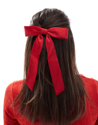 Mini-Haarspangen Aus Samt – 4 Stück In Schwarz & Rot, Mit Schleifen-Design